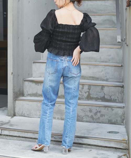 Chico（チコ）の「シャーリング刺繍レースパフスリーブブラウス（シャツ/ブラウス・レディース・ホワイト/ブラック/ミント・FREE）」の20枚目の写真