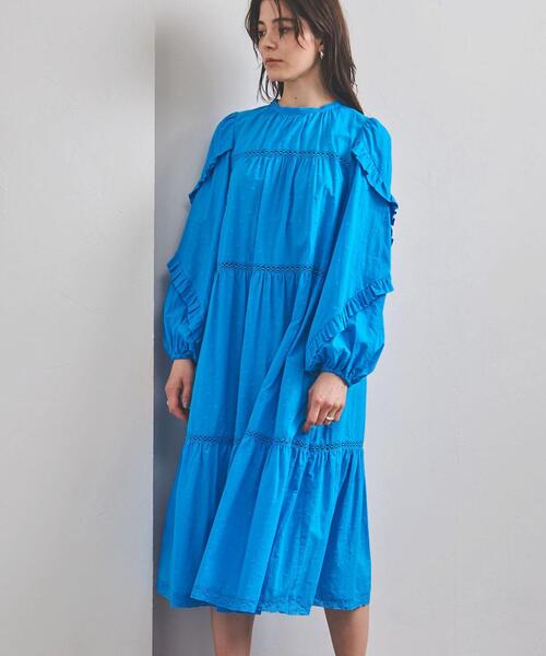 MUVEIL（ミュベール）の「＜MUVEIL（ミュベール）＞ドット レース マキシワンピース ■■■（ワンピース・レディース・コバルトブルー/ブラック・36）」の6枚目の写真