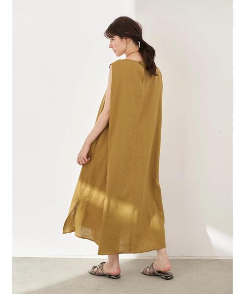 YECCA VECCA(イェッカヴェッカ)の「レーヨン麻Aラインワンピース *(ワンピース・レディース・ベージュ/ダークブラウン/ブルーグリーン・FREE)」の10枚目の写真
