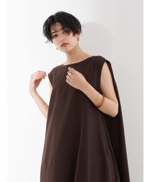 YECCA VECCA(イェッカヴェッカ)の「レーヨン麻Aラインワンピース *(ワンピース・レディース・ベージュ/ダークブラウン/ブルーグリーン・FREE)」の21枚目の写真