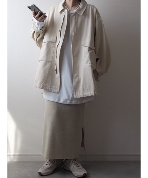 ISOOK（アイスー）の「Big pocket cotton denim jacket / ビッグポケットコットンデニムジャケット（mi select）（デニムジャケット・レディース・ブラック/アイボリー・FREE）」の4枚目の写真