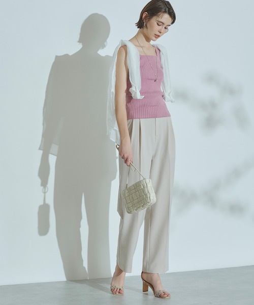 titivate（ティティベイト）の「ｽｸｴｱﾈｯｸﾆｯﾄﾀﾝｸﾄｯﾌﾟ（タンクトップ・レディース・ブラック/パープル/ブラウン系その他/グレイッシュベージュ・S/M/L）」の12枚目の写真