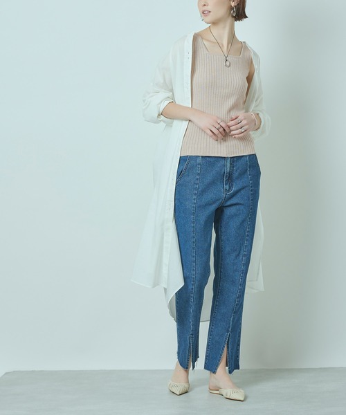 titivate（ティティベイト）の「ｽｸｴｱﾈｯｸﾆｯﾄﾀﾝｸﾄｯﾌﾟ（タンクトップ・レディース・ブラック/パープル/ブラウン系その他/グレイッシュベージュ・S/M/L）」の16枚目の写真