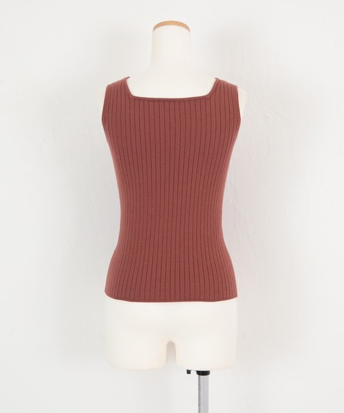 titivate（ティティベイト）の「ｽｸｴｱﾈｯｸﾆｯﾄﾀﾝｸﾄｯﾌﾟ（タンクトップ・レディース・ブラック/パープル/ブラウン系その他/グレイッシュベージュ・S/M/L）」の8枚目の写真