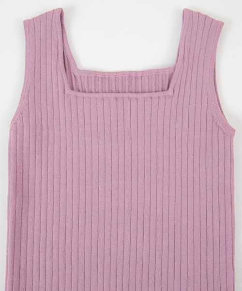 titivate（ティティベイト）の「ｽｸｴｱﾈｯｸﾆｯﾄﾀﾝｸﾄｯﾌﾟ（タンクトップ・レディース・ブラック/パープル/ブラウン系その他/グレイッシュベージュ・S/M/L）」の15枚目の写真