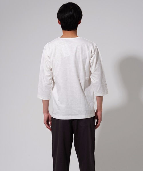 Blue Standard (ブルースタンダード)の「【BLUE STANDARD】オーガニックコットン スラブ7分袖キーネックTシャツ サスティナビリティアイテム(Tシャツ/カットソー・メンズ・ブラック/ブラウン/ホワイト/ネイビー/オリーブ・SMALL/LARGE/MEDIUM/X-LARGE)」の10枚目の写真