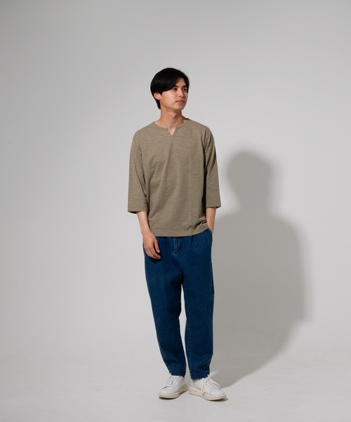 Blue Standard (ブルースタンダード)の「【BLUE STANDARD】オーガニックコットン スラブ7分袖キーネックTシャツ サスティナビリティアイテム(Tシャツ/カットソー・メンズ・ブラック/ブラウン/ホワイト/ネイビー/オリーブ・SMALL/LARGE/MEDIUM/X-LARGE)」の21枚目の写真