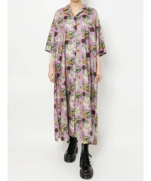 jouetie(ジュエティ)の「ジャパンヴィンテージアロハワンピース(シャツワンピース・レディース・ブラック/オフホワイト/ピンク・MEDIUM)」の9枚目の写真