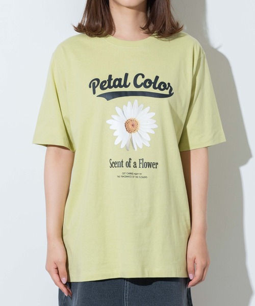 WEGO（ウィゴー）の「WEGO/flowerプリントTシャツ（Tシャツ/カットソー・レディース・ホワイト/ライム・SMALL/MEDIUM/LARGE/X-LARGE）」の6枚目の写真