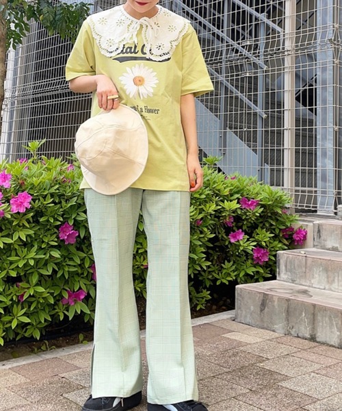 WEGO（ウィゴー）の「WEGO/flowerプリントTシャツ（Tシャツ/カットソー・レディース・ホワイト/ライム・SMALL/MEDIUM/LARGE/X-LARGE）」の18枚目の写真