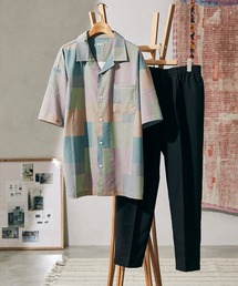 【WEB限定 柄シャツ+スラックス セットアップ】RETRO PATTERN セット [ワンマイルウェア/オーバーサイズ/オープンカラーシャツ/黒スラックス/ストライプシャツ/総柄シャツ][ユニセックス対応]