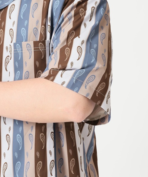 JOURNAL STANDARD relume（ジャーナルスタンダード　レリューム）の「【WEB限定 柄シャツ+スラックス セットアップ】RETRO PATTERN セット [ワンマイルウェア/オーバーサイズ/オープンカラーシャツ/黒スラックス/ストライプシャツ/総柄シャツ][ユニセックス対応]（シャツ/ブラウス・メンズ・ブラック/ベージュ/イエロー/ブルー/グリーン・MEDIUM/LARGE）」の16枚目の写真