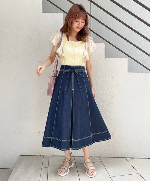 MAJESTIC LEGON（マジェスティックレゴン）の「レディフレアスカート（スカート・レディース・ベージュ/ネイビー/カーキオリーブ/ブラック・SMALL/MEDIUM）」の14枚目の写真