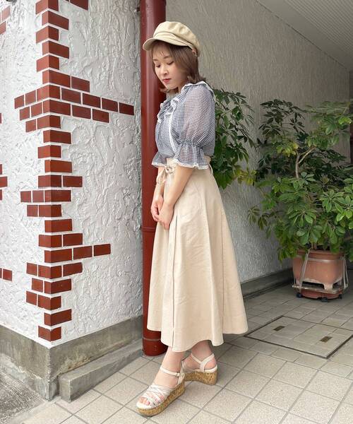 MAJESTIC LEGON（マジェスティックレゴン）の「レディフレアスカート（スカート・レディース・ベージュ/ネイビー/カーキオリーブ/ブラック・SMALL/MEDIUM）」の7枚目の写真