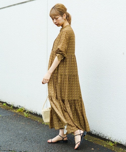 kastane ティアードワンピース Kastane ワンピース インド綿ティアードロングワンピース