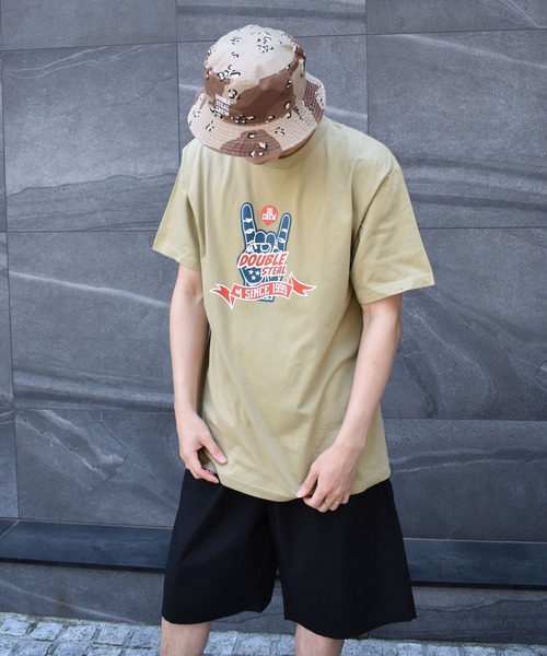 DOUBLE STEAL(ダブルスティール)の「METAL SIGN DS 半袖Tシャツ(Tシャツ/カットソー・メンズ・ホワイト/ブラック/カーキ/インディゴブルー・MEDIUM/LARGE/X-LARGE/XX-LARGE)」の1枚目の写真