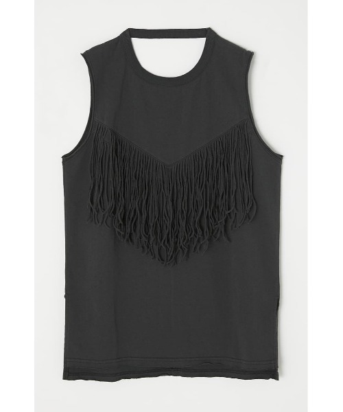 MOUSSY（マウジー）の「BACK OPEN FRINGE タンクトップ（タンクトップ・レディース・アイボリー/イエロー/ライトブラック/ライトカーキ・FREE）」の3枚目の写真