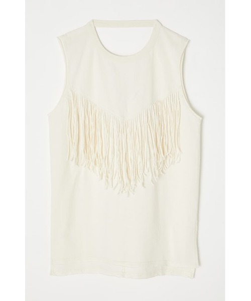 MOUSSY（マウジー）の「BACK OPEN FRINGE タンクトップ（タンクトップ・レディース・アイボリー/イエロー/ライトブラック/ライトカーキ・FREE）」の7枚目の写真