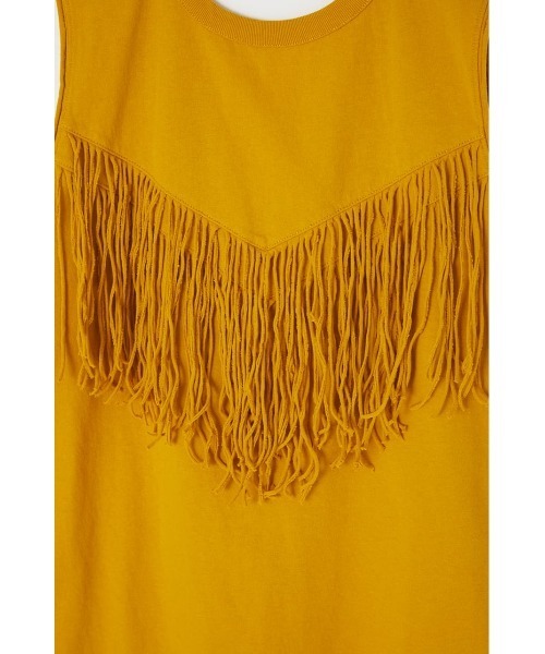MOUSSY（マウジー）の「BACK OPEN FRINGE タンクトップ（タンクトップ・レディース・アイボリー/イエロー/ライトブラック/ライトカーキ・FREE）」の8枚目の写真