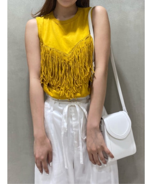 MOUSSY（マウジー）の「BACK OPEN FRINGE タンクトップ（タンクトップ・レディース・アイボリー/イエロー/ライトブラック/ライトカーキ・FREE）」の21枚目の写真