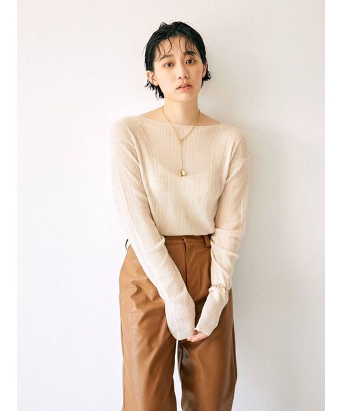 Ungrid（アングリッド）の「シアーロングスリーブニット（ニット/セーター・レディース・アイボリー/パープル/ブラック・FREE）」の4枚目の写真