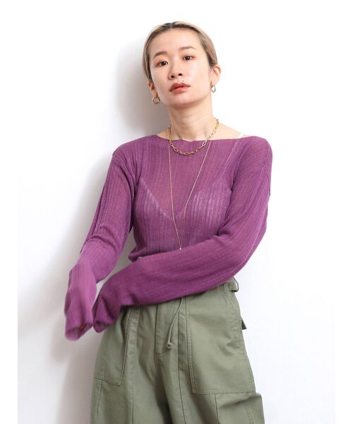 Ungrid（アングリッド）の「シアーロングスリーブニット（ニット/セーター・レディース・アイボリー/パープル/ブラック・FREE）」の7枚目の写真