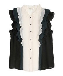 axes femme | 配色フリルノースリブラウス(シャツ/ブラウス)