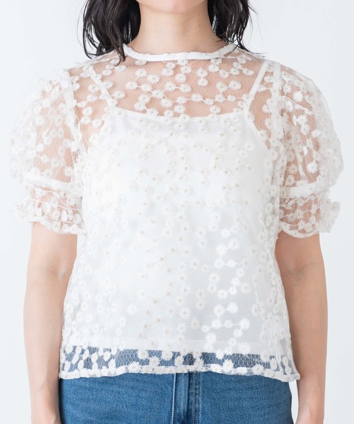 WEGO（ウィゴー）の「WEGO/【2点セット】キャミsetマーガレットシアーブラウス（シャツ/ブラウス・レディース・ホワイト・FREE）」の11枚目の写真