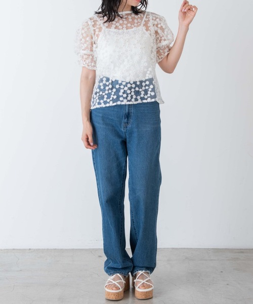 WEGO（ウィゴー）の「WEGO/【2点セット】キャミsetマーガレットシアーブラウス（シャツ/ブラウス・レディース・ホワイト・FREE）」の8枚目の写真