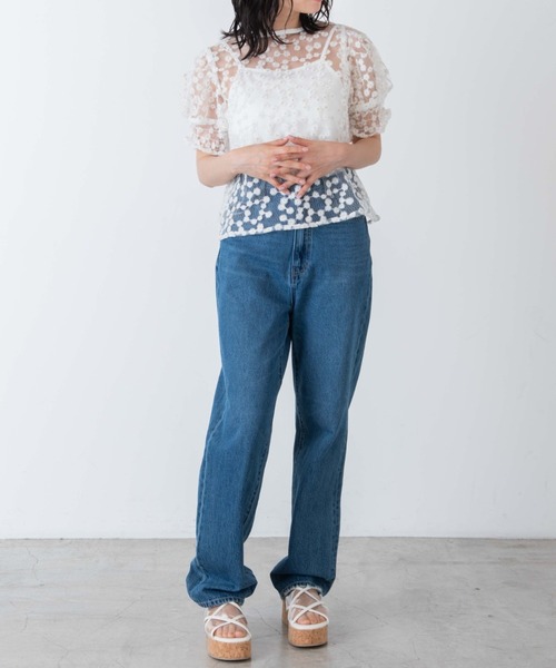 WEGO（ウィゴー）の「WEGO/【2点セット】キャミsetマーガレットシアーブラウス（シャツ/ブラウス・レディース・ホワイト・FREE）」の9枚目の写真