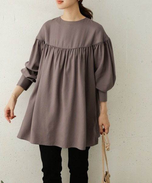 URBAN RESEARCH DOORS（アーバンリサーチドアーズ）の「パイピングヨークギャザーチュニック（シャツ/ブラウス・レディース・ブラック/ブラウン/グレー・ONE）」の3枚目の写真