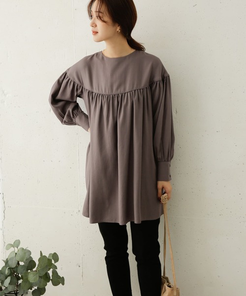 URBAN RESEARCH DOORS（アーバンリサーチドアーズ）の「パイピングヨークギャザーチュニック（シャツ/ブラウス・レディース・ブラック/ブラウン/グレー・ONE）」の16枚目の写真