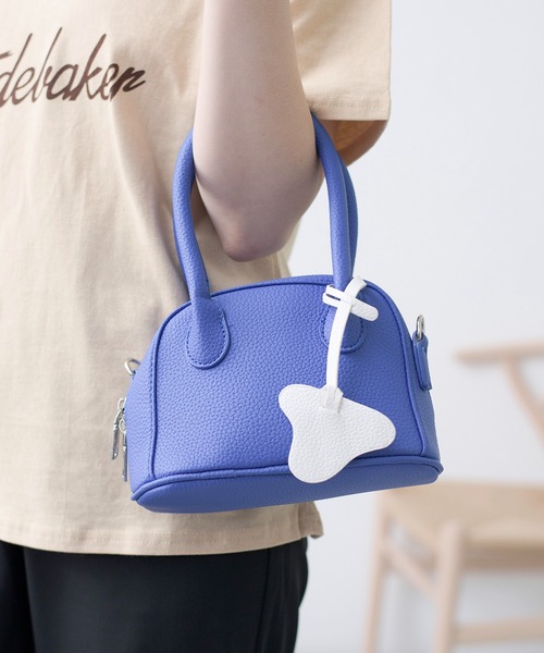 SETUP7（セットアップセブン）の「【SETUP7】PUレザー2WAYミニボストントート KNF（ハンドバッグ・レディース・ブラック/イエロー/ブルー・FREE）」の6枚目の写真