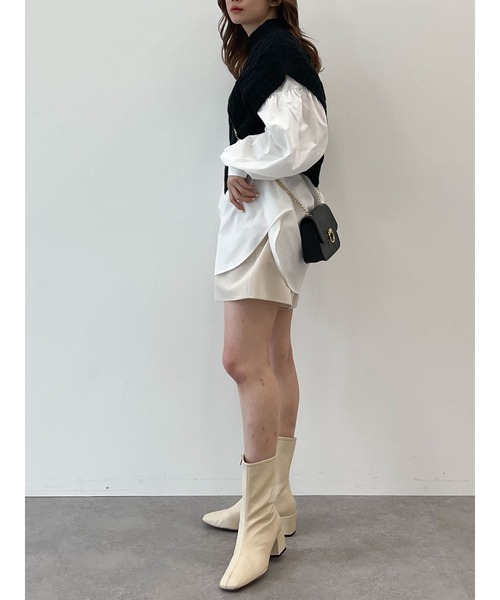 SLURR（スラ―）の「【セット】ケーブルベスト+ブラウスチュニック（ベスト・レディース・ブラック/アイボリー/モカ/ライトベージュ・FREE）」の5枚目の写真