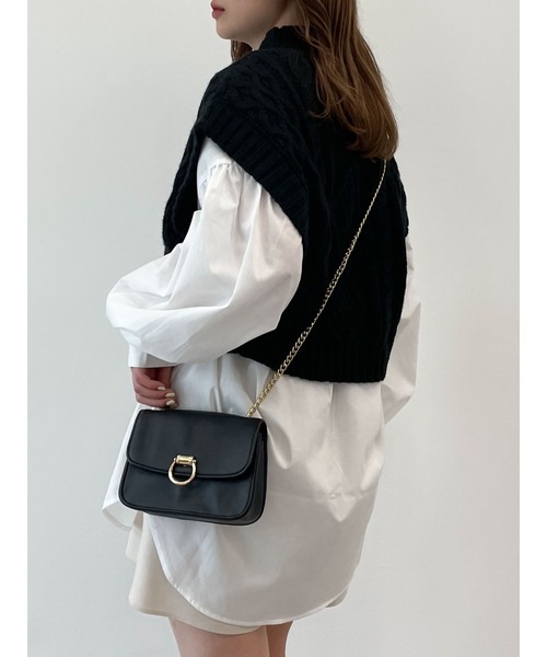 SLURR（スラ―）の「【セット】ケーブルベスト+ブラウスチュニック（ベスト・レディース・ブラック/アイボリー/モカ/ライトベージュ・FREE）」の7枚目の写真