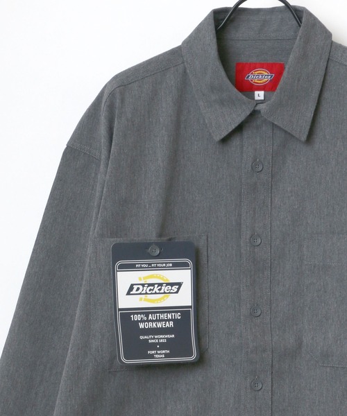 Dickies（ディッキーズ）の「Dickies/ディッキーズ オーバーサイズ T/Cツイル ワークシャツ/CPOシャツ（シャツ/ブラウス・メンズ・チャコールグレー/ブラック/ベージュ/アイボリー・M/L/XL）」の4枚目の写真