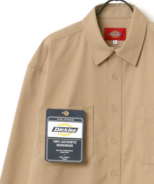 Dickies（ディッキーズ）の「Dickies/ディッキーズ オーバーサイズ T/Cツイル ワークシャツ/CPOシャツ（シャツ/ブラウス・メンズ・チャコールグレー/ブラック/ベージュ/アイボリー・M/L/XL）」の18枚目の写真