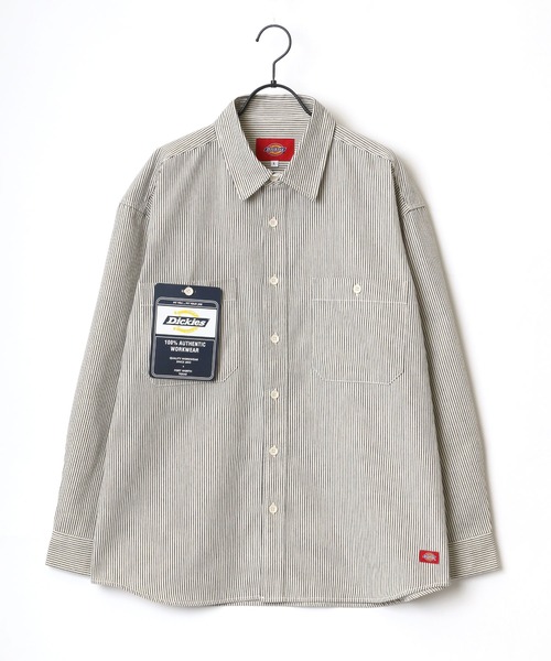 Dickies（ディッキーズ）の「Dickies/ディッキーズ オーバーサイズ T/Cツイル ワークシャツ/CPOシャツ（シャツ/ブラウス・メンズ・チャコールグレー/ブラック/ベージュ/アイボリー・M/L/XL）」の20枚目の写真