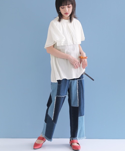 osharewalker（オシャレウォーカー）の「【廃盤】『ダブルケープカラーブラウス』（シャツ/ブラウス・レディース・ブラック/オフホワイト/テラコッタ・1/2）」の15枚目の写真