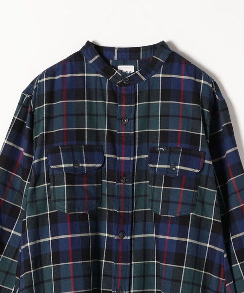 Lee(リー)の「【SHIPS any別注】Lee:〈ウォッシャブル〉バンドカラー チェック シャツ ワンピース2◇(シャツワンピース・レディース・ベージュ/ネイビー・ONE SIZE)」の6枚目の写真