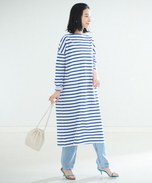 Demi-Luxe BEAMS(デミルクス ビームス)の「Traditional Weatherwear / ボーダー ワンピース(ワンピース・レディース・ライトブルー/ブラック・ONE SIZE)」の12枚目の写真