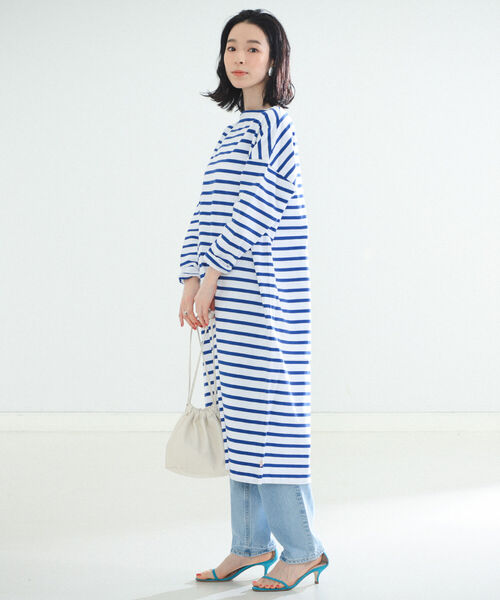 Demi-Luxe BEAMS(デミルクス ビームス)の「Traditional Weatherwear / ボーダー ワンピース(ワンピース・レディース・ライトブルー/ブラック・ONE SIZE)」の11枚目の写真
