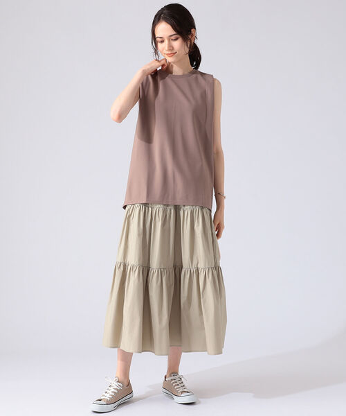 B:MING by BEAMS(ビーミングバイビームス)の「B:MING by BEAMS / ポンチ タック ノースリーブ(Tシャツ/カットソー・レディース・オフホワイト/モカ/ブラック系・ONE SIZE)」の4枚目の写真