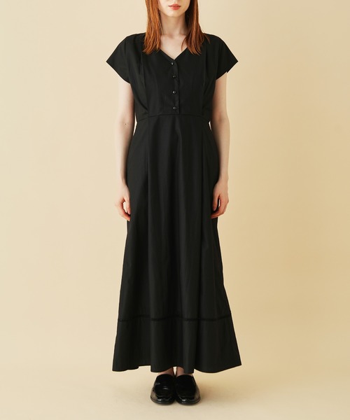 MADEMOISELLE ROPE'(マドモアゼル ロペ)の「【WEB限定】<無地/ストライプ>フレンチスリーブシャツワンピース(ワンピース・レディース・ブラック/ブルー・38)」の15枚目の写真