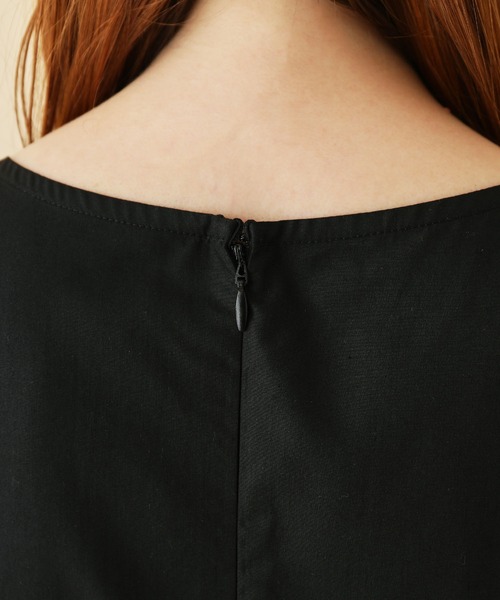 MADEMOISELLE ROPE'(マドモアゼル ロペ)の「【WEB限定】<無地/ストライプ>フレンチスリーブシャツワンピース(ワンピース・レディース・ブラック/ブルー・38)」の6枚目の写真
