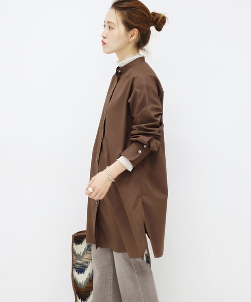 JOURNAL STANDARD（ジャーナルスタンダード）の「バンドカラーチュニックシャツ◆（シャツ/ブラウス・レディース・グレー/ホワイト/ブラウン・FREE）」の5枚目の写真