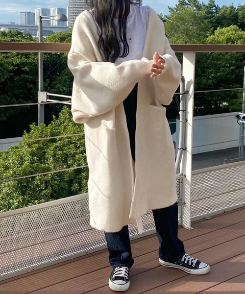 INTER FACTORY（インターファクトリー）の「WEARISTA haru - ルーズニットカーディガン 　made in INTER FACTORY（カーディガン/ボレロ・レディース・ベージュ/オフホワイト・FREE）」の17枚目の写真