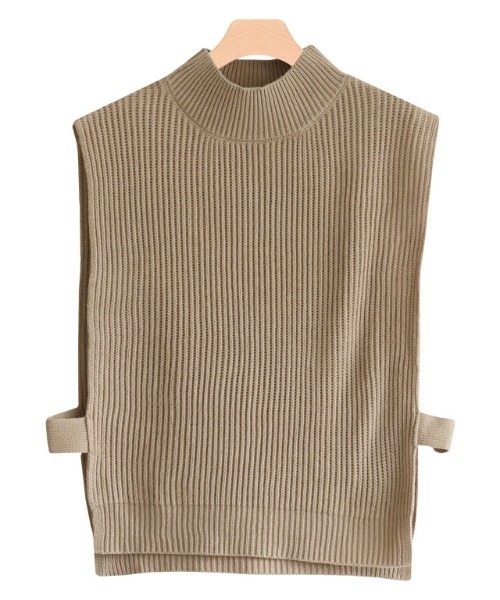 Pierrot(ピエロ)の「ハイネックニットベスト(ベスト・レディース・アイボリー/ブラック/キャメル・M/L)」の7枚目の写真