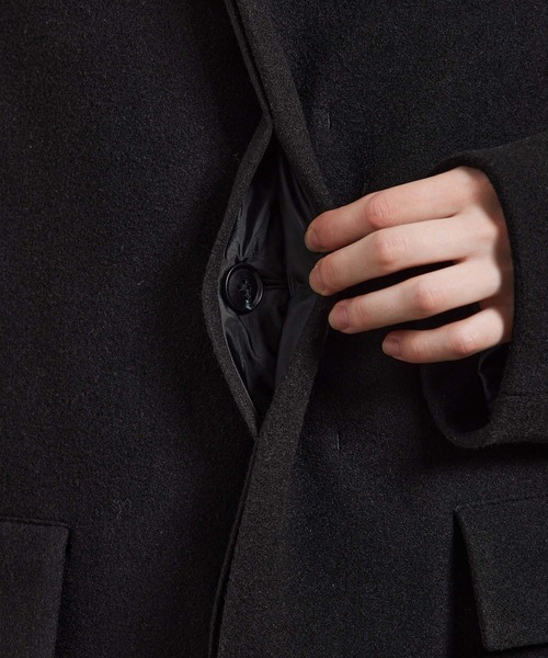 JUNRED（ジュンレッド）の「ドルマンバルカラーオーバーコート（ステンカラーコート・メンズ・ブラック/オフホワイト/ベージュ系その他・L/M/S）」の9枚目の写真