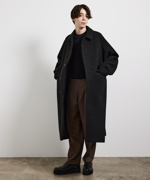 JUNRED（ジュンレッド）の「ドルマンバルカラーオーバーコート（ステンカラーコート・メンズ・ブラック/オフホワイト/ベージュ系その他・L/M/S）」の14枚目の写真